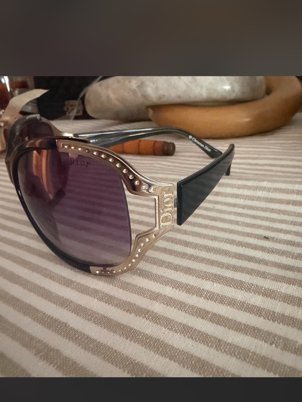 Dior Women's Sunglasses with Gold Studded Frame
